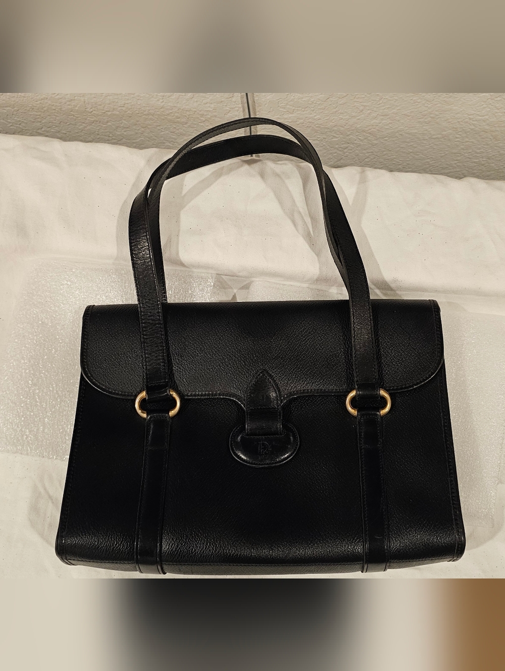 Christian Dior Vintage Classic Black Leather Shoulder Bag
